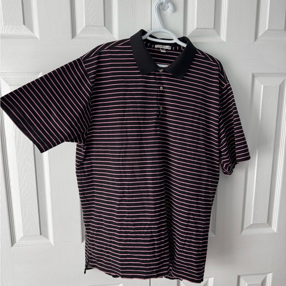 Peter Millar Black & Pink Polo Shirt Size XL 100% Cotton